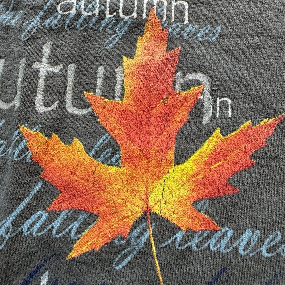 Vintage 90s Fall Autumn Leaves Shirt L/S WOMENS XL Green Camping Nature USA Made - Picture 6 of 11
